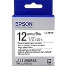 Epson LabelWorks Strong Adhesive LK (Replaces LC) Tape Cartridge ~1/2" Black on White (LK-4WBW) - For use with LabelWorks LW-300, LW-400, LW-600P and LW-700 label printers