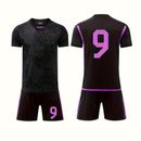 2pcs Boys Breathable Sports #9 Football Training Outfit, Casual Quick-drying Short Sleeve T-shirt&shorts, Boys Clothing For Summer