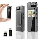 Mini Body Camera 1080P Portable Small Body Worn Cam Wearable Pocket Video Recorder with 180° Rotatable Lens, 1.3" LCD, Night Vision for Security Guard, Law Enforcement, Built-in 64G Memory Card