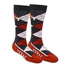 For Bare Feet Mens Zoom NCAA Argyle Dress Socks-Texas Longhorns-Large