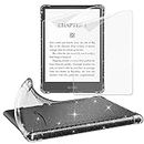 MoKo Clear Glitter Case & 2Pack Screen Protector for 6.8" Kindle Paperwhite(11th Generation-2021) and Kindle Paperwhite Signature Edition, Slim Soft TPU Case with Anti-Glare PET Matte Protective Film