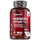 Raspberry Ketone Plus 160mg (3200mg as 20:1) - 3 Months Supply -Apple Cider Vinegar, Caffeine, Green Tea, Vitamin C - Vegan Keto & Low carb Diet Friendly Raspberry Ketones Supplement for Men and Women