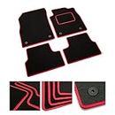 DB Bespoke - Tailored Car Mats - Compatible with Mazda 2 2015-2020 - Black Carpet - Non-Slip Carpet Mat - 4 pc Complete Car Floor Mats with 4 clips - Black with Red Trim