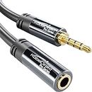 KabelDirekt – 0,5m Cable de Extensión 3,5mm 4 Pin Jack (Cable Aux, Audio Estéreo, Conector Macho a Conector Hembra, soporta tono de micrófono, para extender cables de auriculares), PRO Series