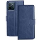 Accesorios Realme C31 Leather Flip Cover | Shockproof | 360 Protection | Wallet Style Magnetic Closure Back Cover Case for Realme C31 (Blue)