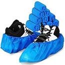 Tcamp 100 Pack（50 Pairs） Disposable Shoe Covers Boot Cover Waterproof, Dust Proof, One Size Fit Most, Non-Slip, Blue, Protect Your Shoes, Floor, Carpet