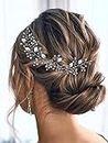 Asooll Crystal Bride Wedding Hair Vine Silver Leaf Bridal Hairpiece Pearl Head Pieces Hair Accessories for Women and Girls