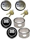 Slick Locks Incluye: (2) cerraduras de disco de hockey (llave igual), (2) spinners y (2) cubiertas
