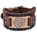 Brown Viking Bracelet Wolf Fenrir - Vintage Nordic Bracelet Talisman - Gothic Bracelet for Celtic Pagan Cosplay Costume Bracelet