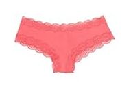 Victoria's Secret Pink Lace Trim Cheeky Cotton Panty, Coral, M