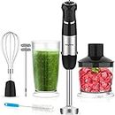 Keylitos Handheld Immersion Blender, 5-in-1 Electric Hand Blender, 12-Speed Mixeur Plongeant with 304 Stainless Steel Blades, Hachoir, Mixer, Whisk and Milk Frother for Smoothies, Soup, Sauce