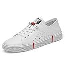 Mens Shoes Casual Slippers Breathable Fashion Sneakers Men Genuine Leather Half Drag Beach Summer Shoes Soft Flats (Color : White 3, Size : 39 EU)