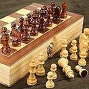 SPOCCO | 11"X11" Foldable Wooden Chess Board Set with 32 Wooden Chess Coins | Folding Chess Board with Wood Pawns | WB162