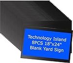 8 Pack Corrugated Plastic Yard Signs 18x24 for Outdoor, Open House, Birthday, Lawn, Foam Poster Board with 4mm Blank Surface (Black) by Technology Island