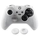 eXtremeRate Soft Anti-Slip Silicone Controller Cover Skins Thumb Grips Caps Semi-Transparent Clear Protective Case for Xbox One Elite