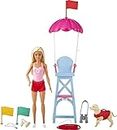 Barbie Careers Doll & Playset, Lifeguard Theme with Blonde Fashion Doll, 1 Dog Figure, Furniture & Accessories
