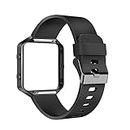AIUNIT Compatible for Fitbit Blaze Band Black Small with Fitibt Blaze Watch Frame All in Cool Black, Fitbit Blaze Replacement Bands Watch Accessories Wristband for Women Men Girls Boys
