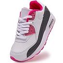 Daclay Kids Shoes Boys Girls Sports Soft Soled Running Elastic Cushion Cool Sneakers, 2.5 UK, White Pink