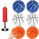 M SANMERSEN Mini Basketballs, 6 Pack 6.3" Basketball Set with Pump, Durable PVC Toy Basketball, Mini Hoop Basketball for Toddlers, Kids, and Teens - Perfect for Indoor, Outdoor, and Pool Play