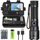Rechargeable LED Tactical Flashlight with Charger Batteries Torch Military Grade