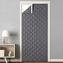 RYB HOME Thermal Insualted Door Curtains, Windproof Entry Door Coverings Draft Block Dividers Noise Dampening Blanket Sound Absorption Sheet for Stuido Office Backdrop, W34 x L80 inch, Grey, 1 Panel