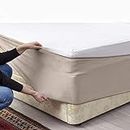 Bed Wrap FAUX SUEDE Divan Bed Base Wrap Valance Sheet COVER Alternative to Traditional Valance Sheet Fully Elasticated Skirt Easy To Fit - Wraps Itself Around The Base Of Bed Frame (Beige, Double)
