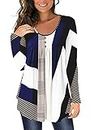 BeadChica Women's Casual Tunic Tops To Wear With Leggings Long Sleeve Floral Henley Blouses Botton Up Shirts-Print-XXL