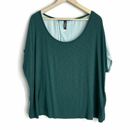 Adore Me Womens Blouse Green Short Sleeves Scoop Neck Stretch Top Plus 1X New