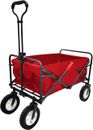 Heavy Duty Wagon Cart Swivel Collapsible Outdoor Utility Garden Beach Cart Red