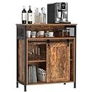 sogesfurniture Storage Cabinet, Sideboard Cupboard with Open Compartment, Sliding Barn Door,for Entryway, Living Room, Kitchen, Rustic Brown and Black,BHCA-10CZLDLR05TW