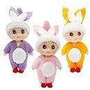 3Pcs Easter Mini Bunny Baby Elf Doll Toys,Baby Twins Elves Novelty Toys Rabbit Elf Babies Doll,Naughty Elf Accessories Little Bunny Baby Elves Dolls Easter Gifts for Girls Boys Kids Stocking Stuffers