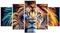 WEEPEF 5 Pack Lion Animal Diamond Painting Kits for Adults, DIY 5D Diamond Art Painting by Numbers for Kids Full Drill Square Cross Stitch Gem Art Diamond Pictures for Home Decor 300x180cm E-9240