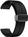 TECHONTO 22MM Silicone Strap with Folding Magnetic Lock Compatible with Samsung Galaxy Watch 3 45mm/ Galaxy Watch 46mm/Gear S3 Classic/Frontier Compatible All 22MM Watches(Only Strap)-Black