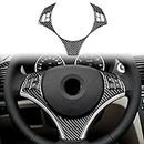 JUPIZEUS Carbon Fiber, for BMW, Sport Steering Wheel Button Panel Trim Cover for BMW 1 Series E81 E82 E87 E88 2008 2009 2010 2011 2012 2013, Interior Sticker Accessories, Black