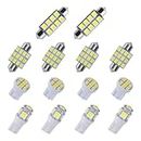 TSUGAMI 14PCS Dome Light LED Car Bulb Kit Set, 6500K Bright T10 31 mm 42 mm Festoon Bulbs, Interior Replacement Bulbs for Auto Map Door Courtesy Trunk License Plate Light, Universal Fit (Style A)