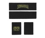 Zumba Team Talk Sweat Set - 2PK ~ 1 Headband & 1 Wristband ~ Bold Black ~ New!