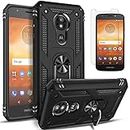 Moto E5 Play Phone Case, Moto E5 Go / E5 Cruise Case, [NOT FIT MOTO E5 ] with [Tempered Glass Protector Included] STARSHOP Metal Ring Stand Shockproof Drop Protection Phone Cover - Black