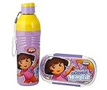 Jewel Original Licensed Disney Marvel Crispy wavee Lunch Box and Water Bottle Set for Kids | Cartoon Lunch Box and Water Bottle Set | Food Grade Plastic| Dora