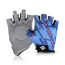 Nivia Velo Fitness Gloves/Micro Sued Cycling Gloves/Airculate & Snug Fit Technology with 1/2 Finger Length Gloves (Large) - Blue
