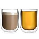 Ramkuwar New Double Wall Glass Light Weight Coffee Cups Insulated Mugs Espresso Latte Cappuccino Tea Transparent (Without Handle (180 ml) 2 Pcs)