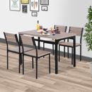 5pcs Wooden Bar Dining Set Kitchen Counter Height Table Chair Set for 4