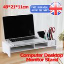 2 Tier Computer Desktop Monitor Stand Laptop TV Display Screen Riser Shelf White