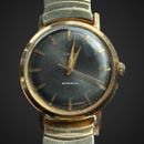 Vintage Timex Uhr Mechanisch Metall Schiefer graues Zifferblatt goldfarbenes Etui Smart Kleid