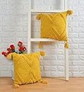 pepme Cotton Tufted Cushion, Triangle Design, Mustard Color, 24x24