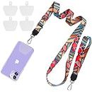 SHANSHUI Phone Lanyard, Universal Neck Crossbody Phone Strap and Wrist Strap With 4 Durable Clear Patches Key Chain Holder Lanyard for All Smartphones(Flowers)
