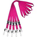 wisdompro Office Lanyard 5 Pcs, 23 inch Premium Polyester Neck Strap Lanyard with Oval Clasp & Detachable Buckle for Phone, Camera, USB, Keys, Keychain, ID Badge Holder - Hot Pink