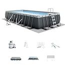 Intex 24' x 12' x 52" Ultra XTR Rectangular Outdoor Swimming Pool Set with Sand Filter Pump, Saltwater System, Pool Ladder, Ground Cloth, Pool Cover