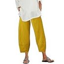 Cocila UK Stock Sale Ladies Harem Trousers Ladies Summer Trousers UK 2XL Pajama Pants for Women Plus Size Womens 25 Inch Leg Trousers Stretch Trousers Women Warehouse Deals Clearance Yellow