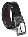 Steve Madden Men's Dress Casual Every Day Reversible Leather Belt, Black/Brown (Burnished), 36