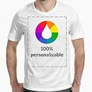 Camiseta Personalizable · con Tus Fotos y Textos · A Todo Color Serigrafía (M, Blanco)